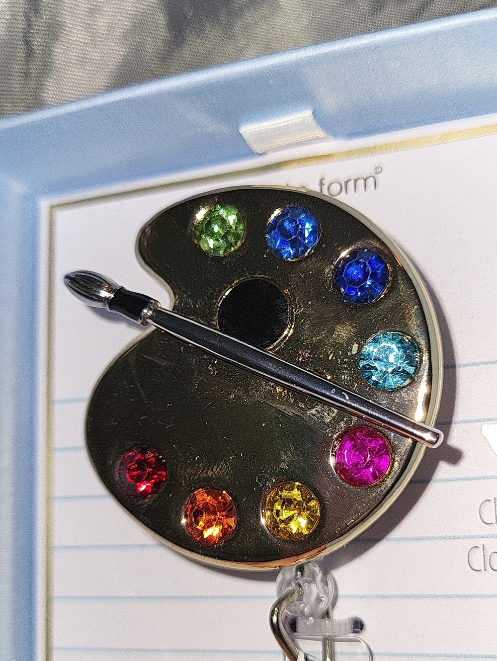 Retractable Badge Holder with Colorful Artist Palette Accent Ta